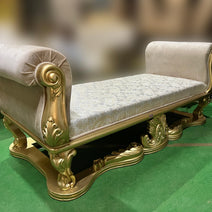 Wooden Twist Royal Hand Craved Teak Wood Sofa Couch Bench ( Golden ) - WoodenTwist