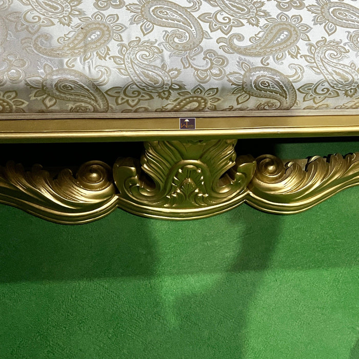 Wooden Twist Royal Hand Craved Teak Wood Sofa Couch Bench ( Golden ) - WoodenTwist