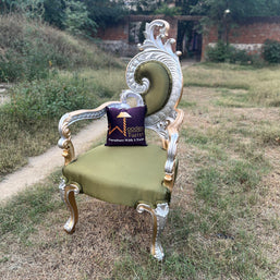 Royal Look Teak Wood Armrest Chair ( Golden Finish )
