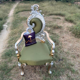 Royal Look Teak Wood Armrest Chair ( Golden Finish )