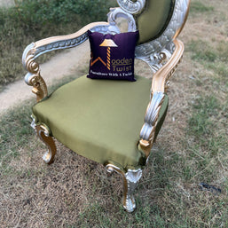 Royal Look Teak Wood Armrest Chair ( Golden Finish )