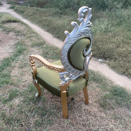 Royal Look Teak Wood Armrest Chair ( Golden Finish )