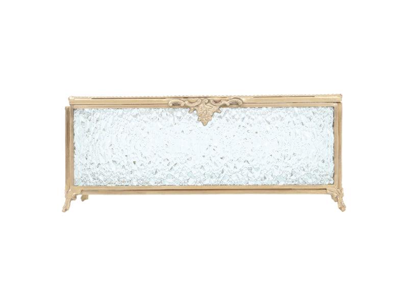 Gleaming Crackle Glass Tissue Box with Antique Brass - WoodenTwist
