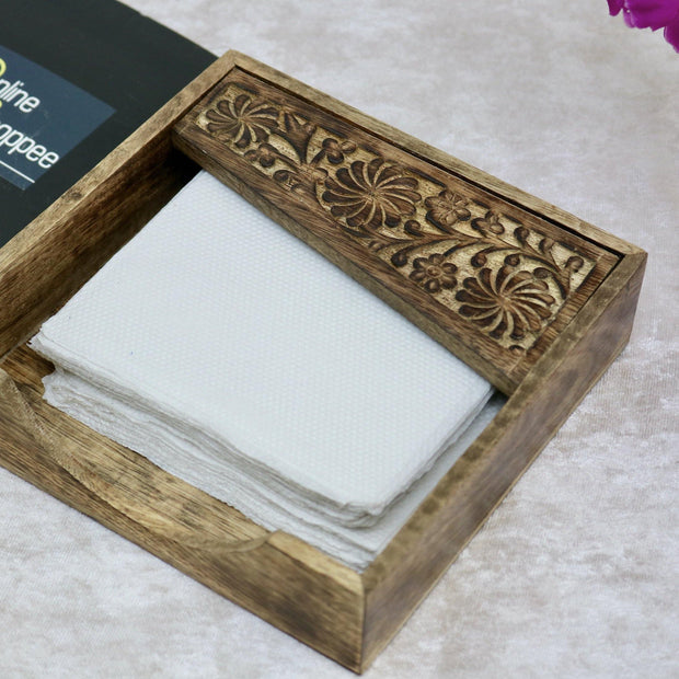 Wooden Twist Rigid Square Shape Sheesham Wood Napkin Holder - WoodenTwist