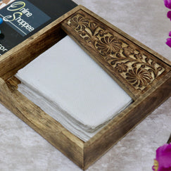 Wooden Twist Rigid Square Shape Sheesham Wood Napkin Holder - WoodenTwist