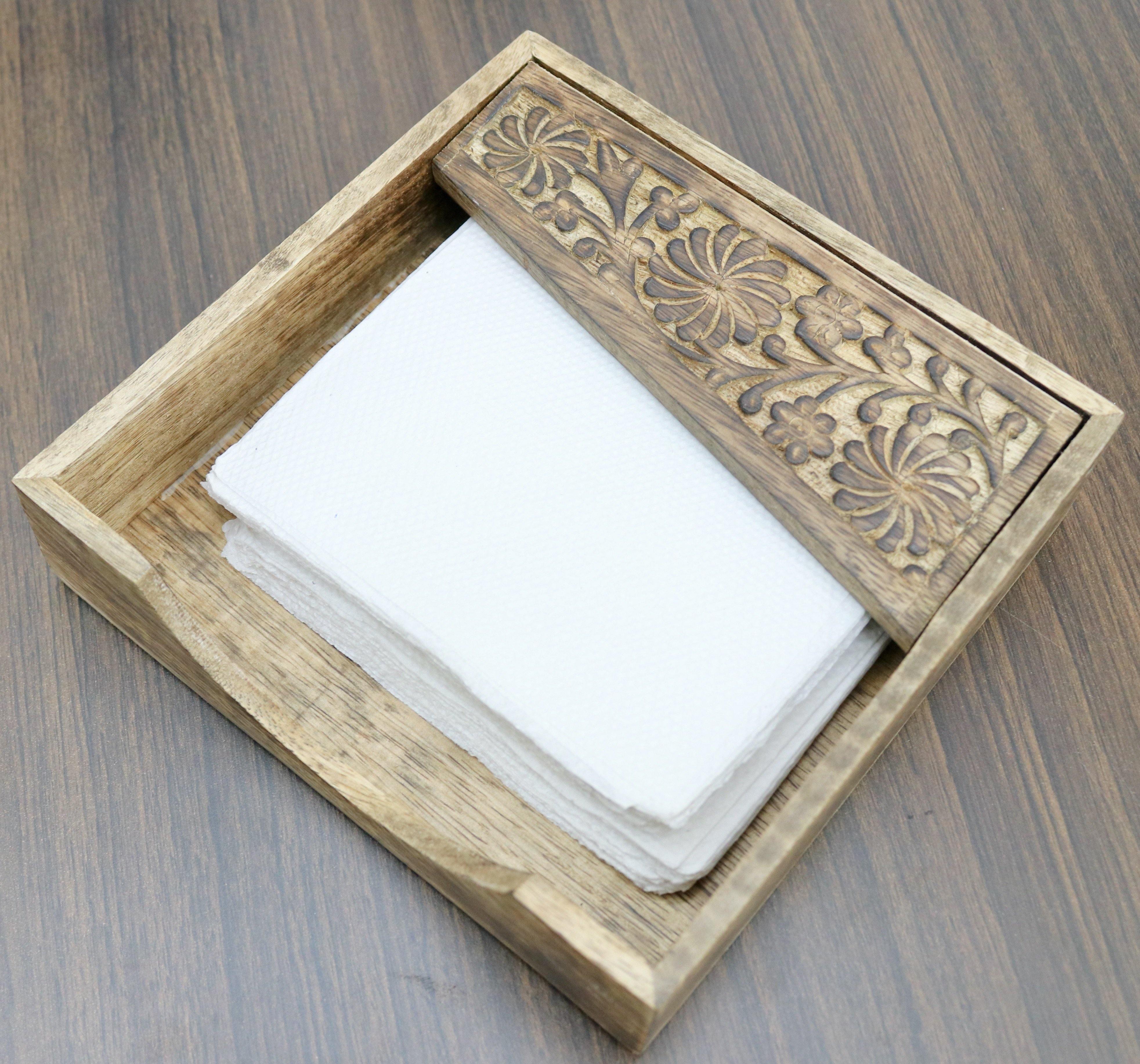 Wooden Twist Rigid Square Shape Sheesham Wood Napkin Holder - WoodenTwist