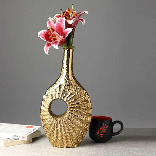 Seashell Serenity Vase - Large Golden - WoodenTwist