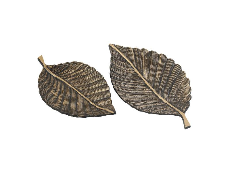 Leafy Affair- the Black Golden Tray set - WoodenTwist