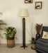Stella Wooden Floor Lamp with Premium Beige Fabric Lampshade - WoodenTwist