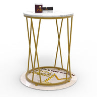 Wooden Twist Stylish Look Round Wrought Iron End Table ( Golden ) - WoodenTwist