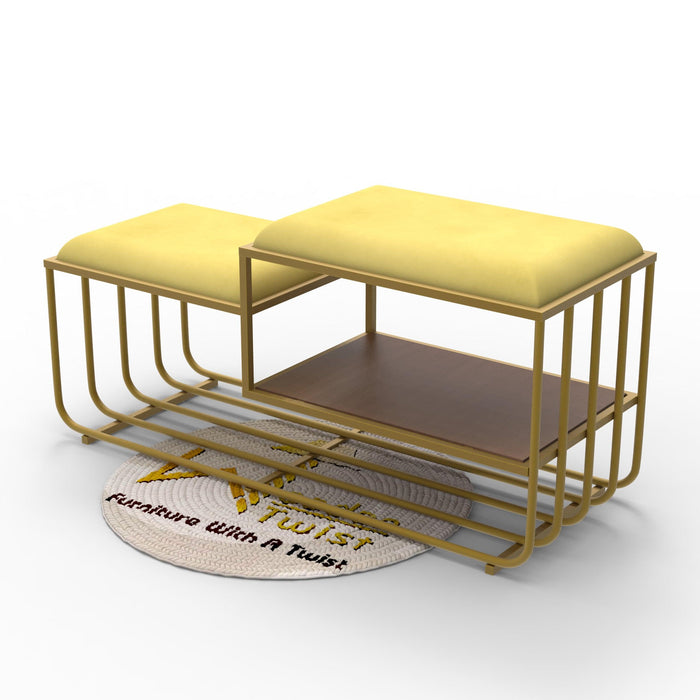 Wooden Twist Cage Style Rectangular Wrought Iron 2 Shelf Shoe Rack Bench - WoodenTwist