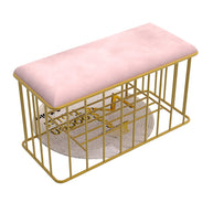 Wooden Twist Cage Style Rectangular Wrought Iron Shoe Rack Bench - WoodenTwist