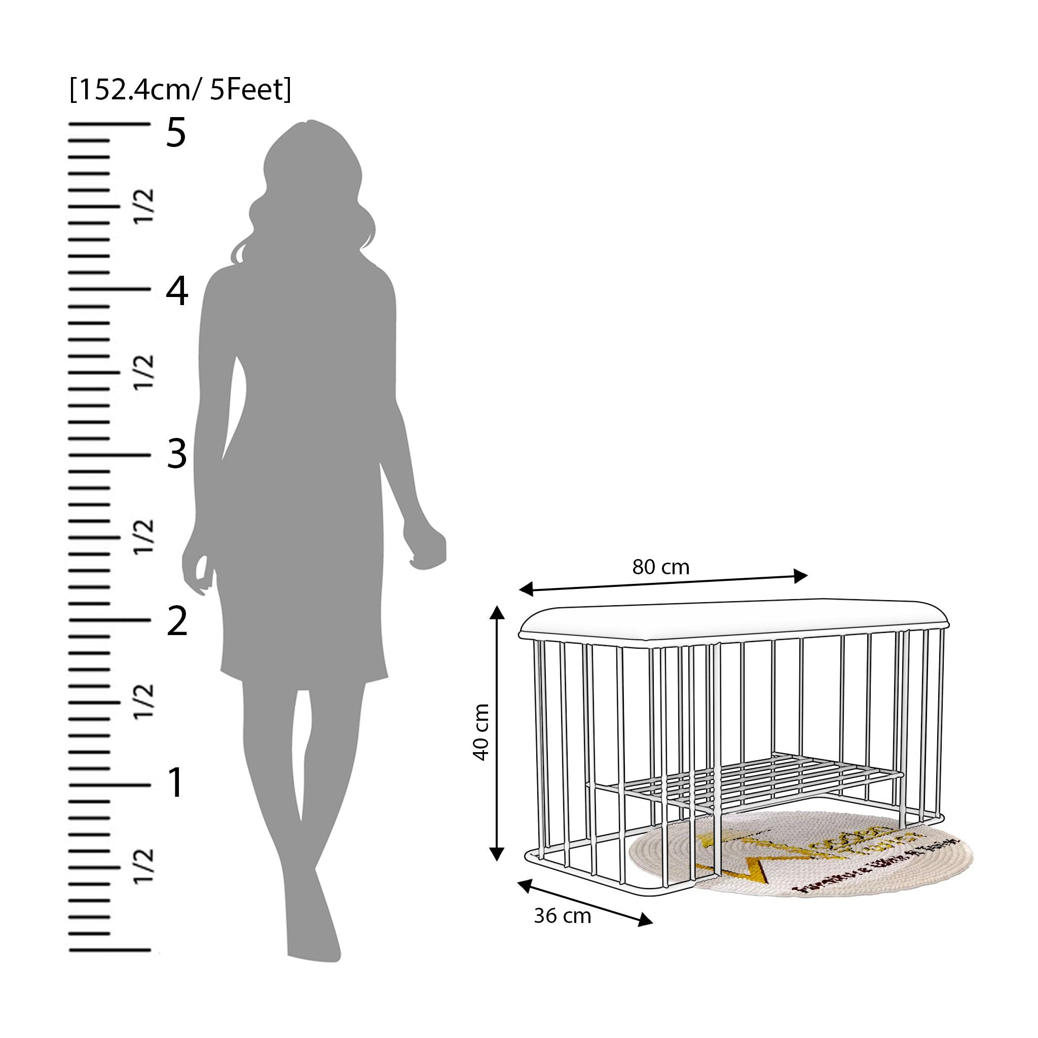 Wooden Twist Cage Style Rectangular Wrought Iron Shoe Rack Bench - WoodenTwist