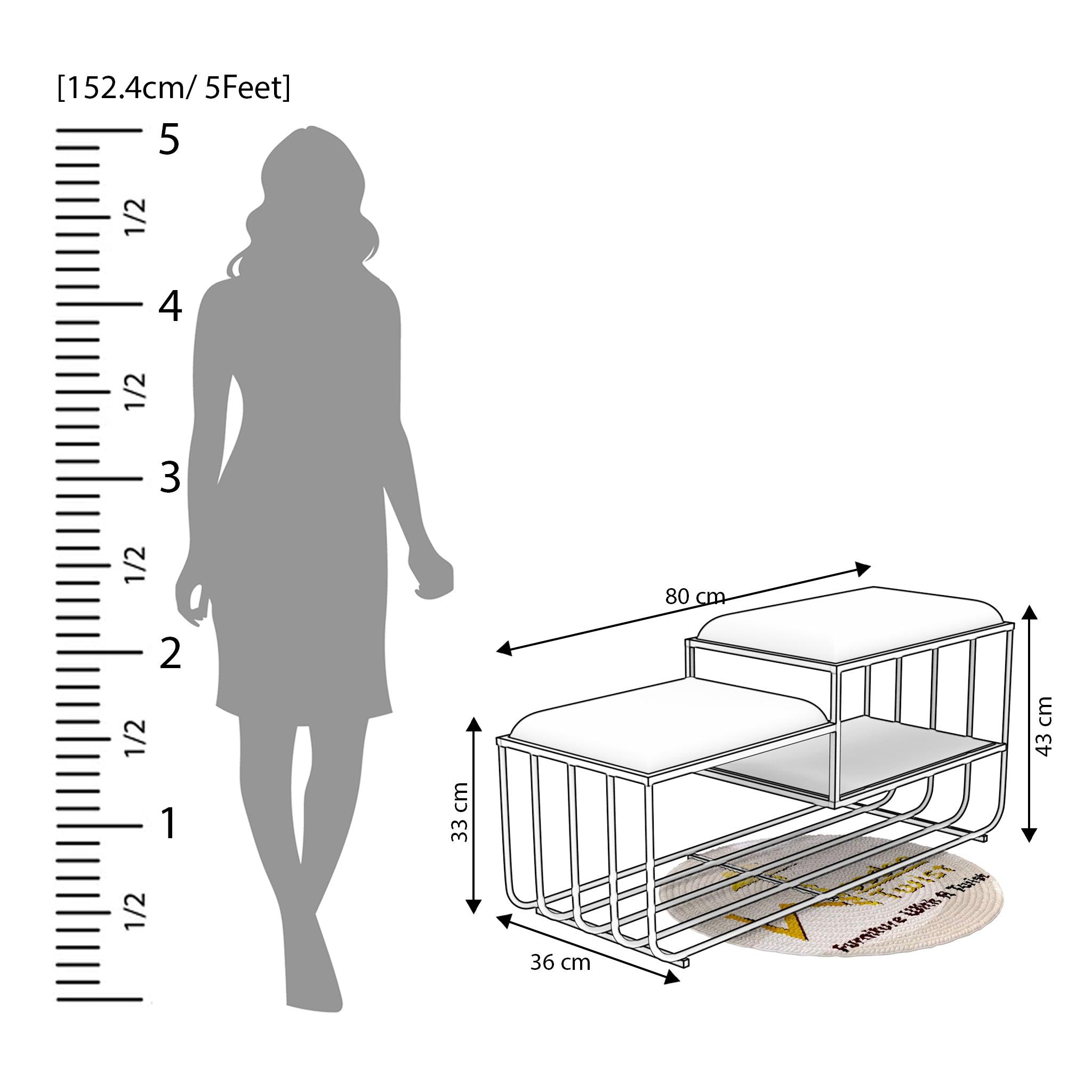 Wooden Twist Cage Style Rectangular Wrought Iron 2 Shelf Shoe Rack Bench - WoodenTwist