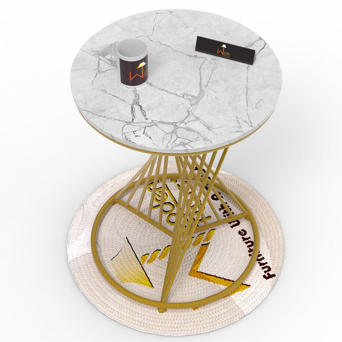 Wooden Twist Abstract Rays Style Wrought Iron Round End Table ( Golden ) - WoodenTwist