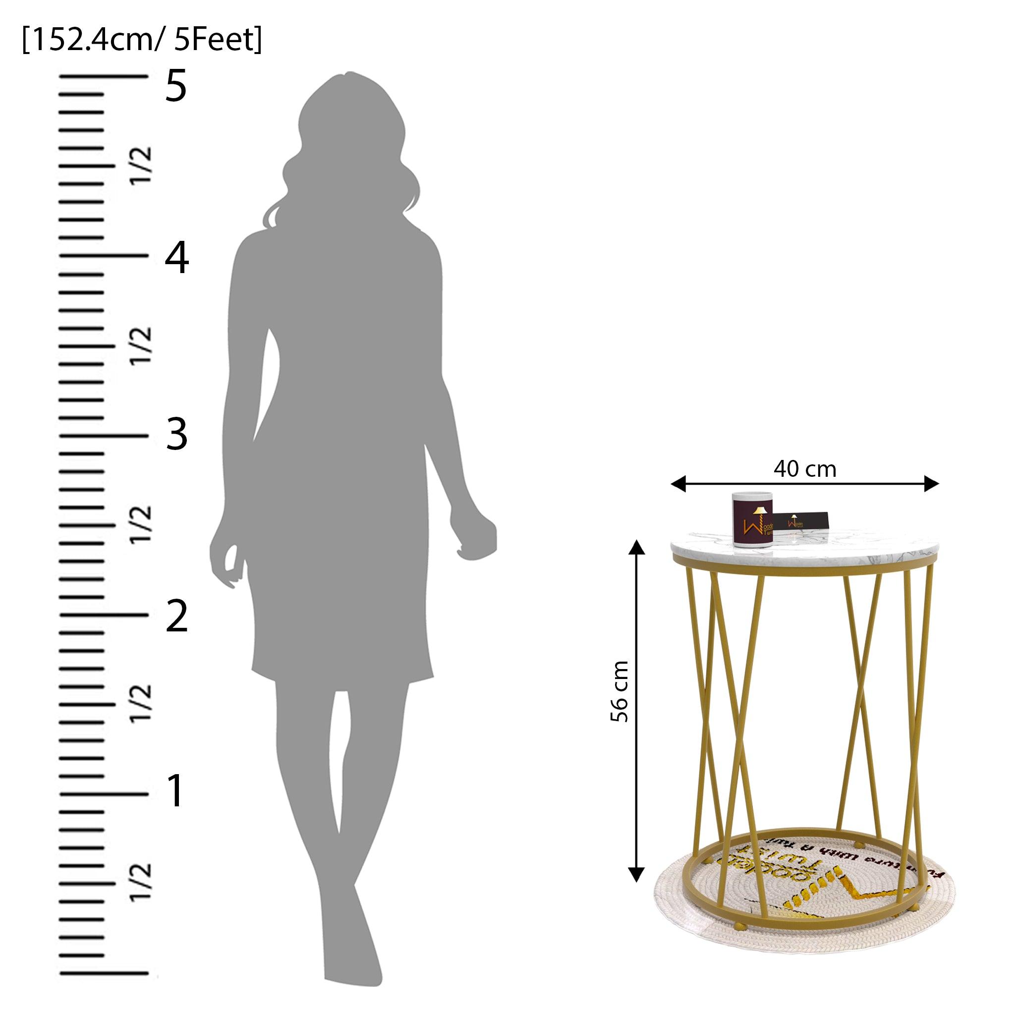 Wooden Twist Stylish Look Round Wrought Iron End Table ( Golden ) - WoodenTwist