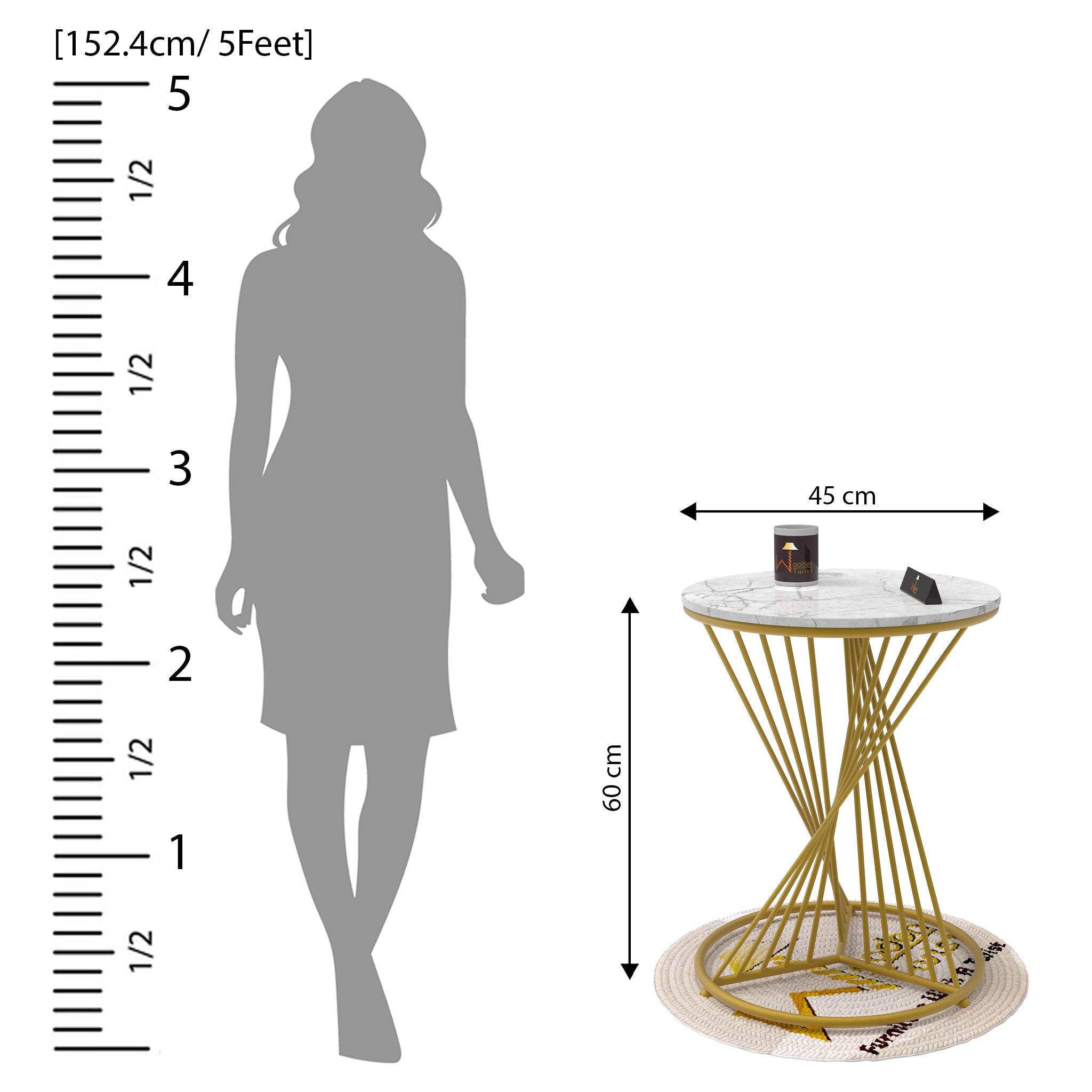 Wooden Twist Abstract Rays Style Wrought Iron Round End Table ( Golden ) - WoodenTwist