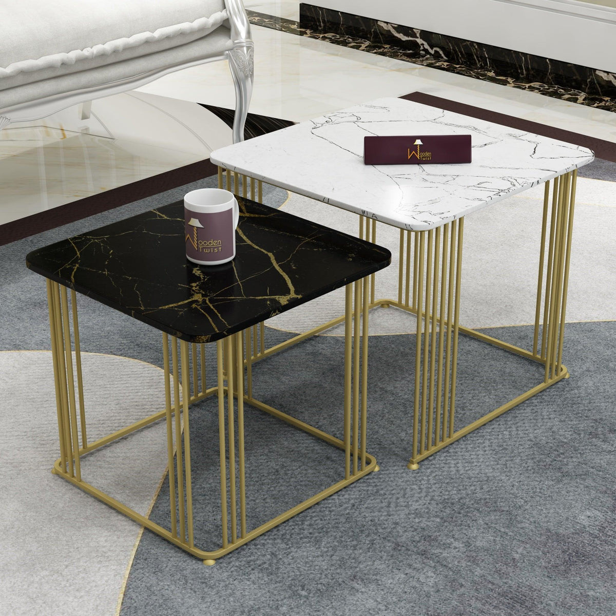 Square wrought iron coffee tables, two sizes