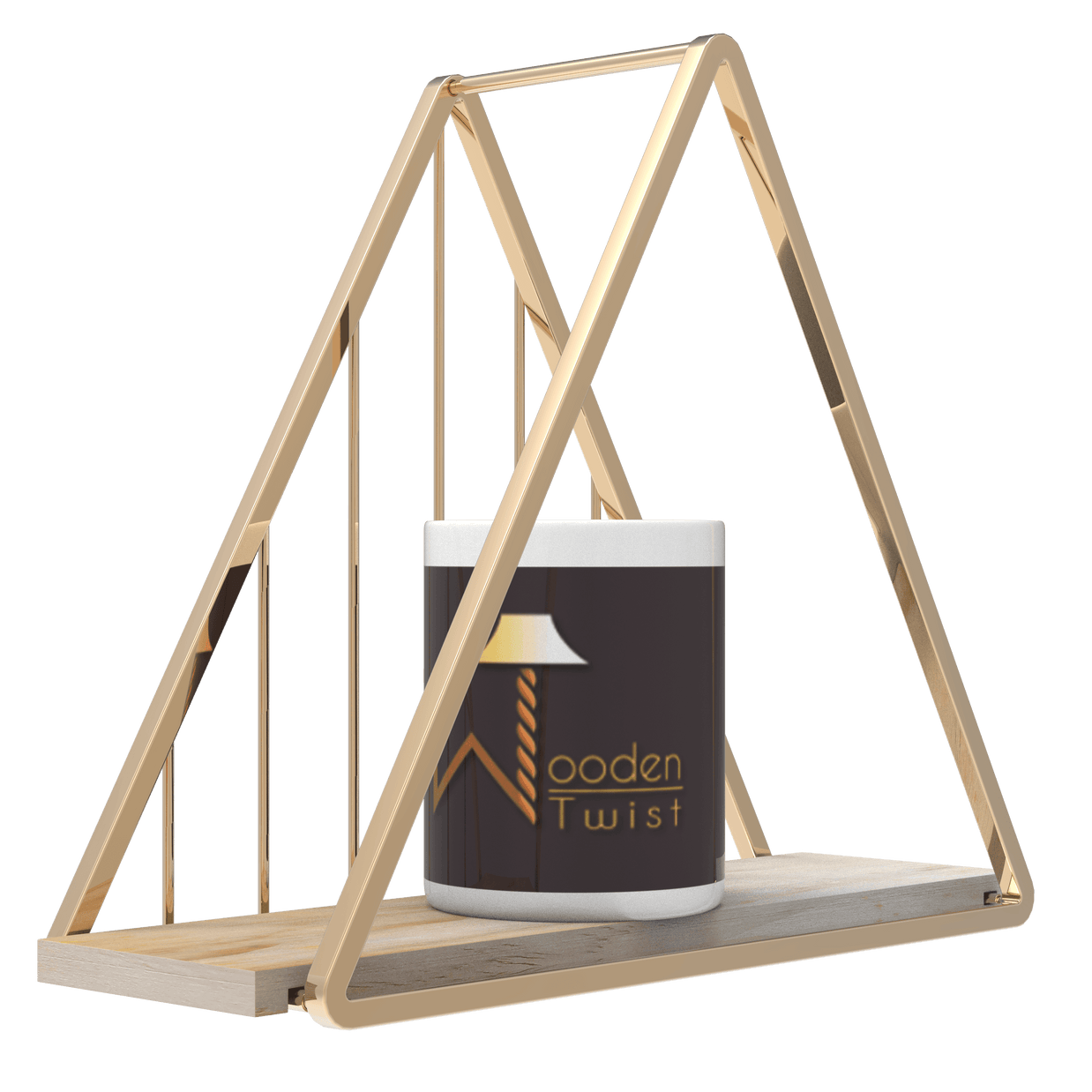Golden triangle floating wall shelf for home decor