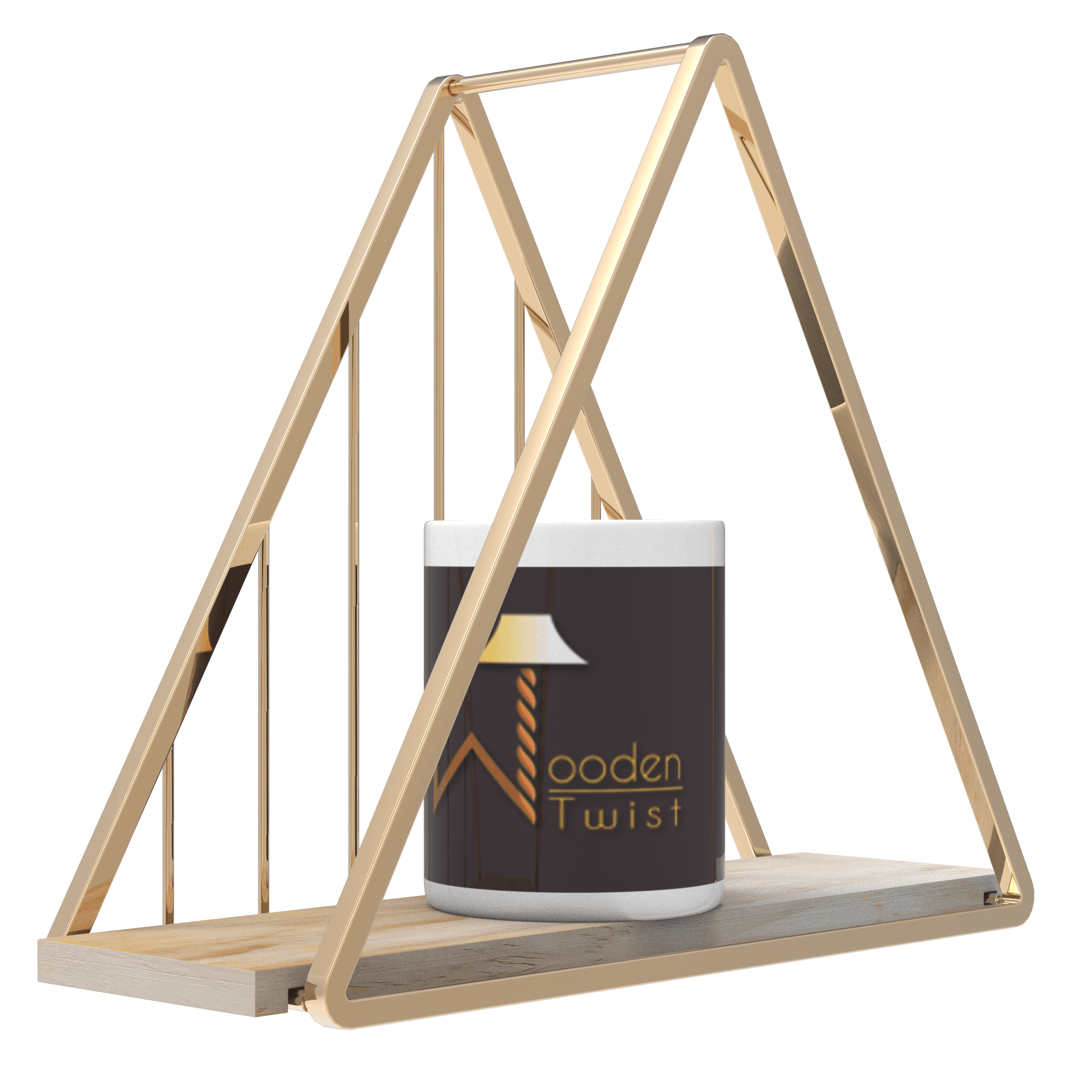 Golden triangle floating wall shelf for home decor