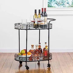 Luxurious black iron oval trolley