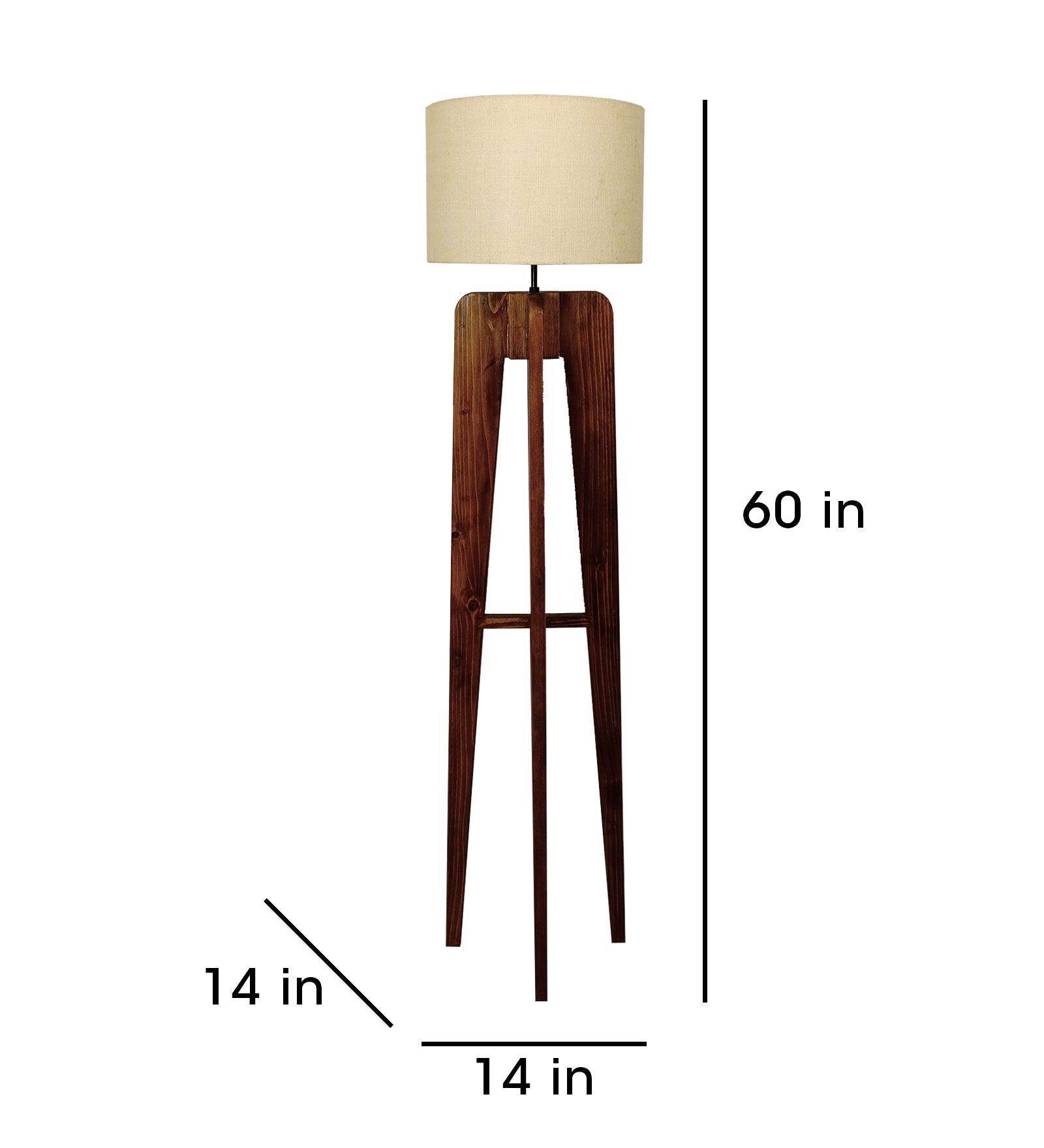 Jet Wooden Floor Lamp with Premium Beige Fabric Lampshade - WoodenTwist