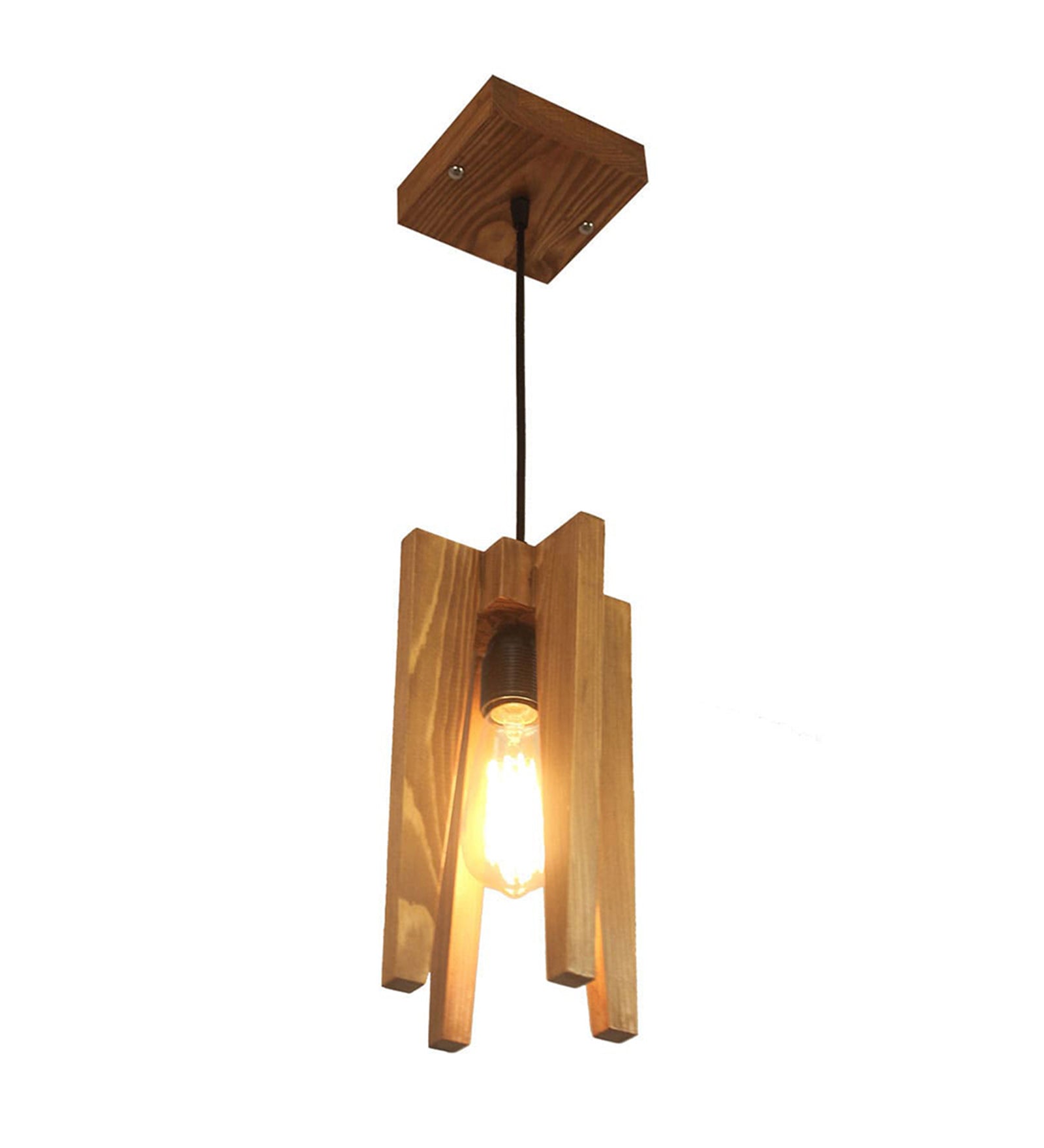 Jet Beige Wooden Single Hanging Lamp