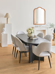 RAMS DINING AND ARM CHAIR OFF WHITE WITH BLACK FINISH - WoodenTwist