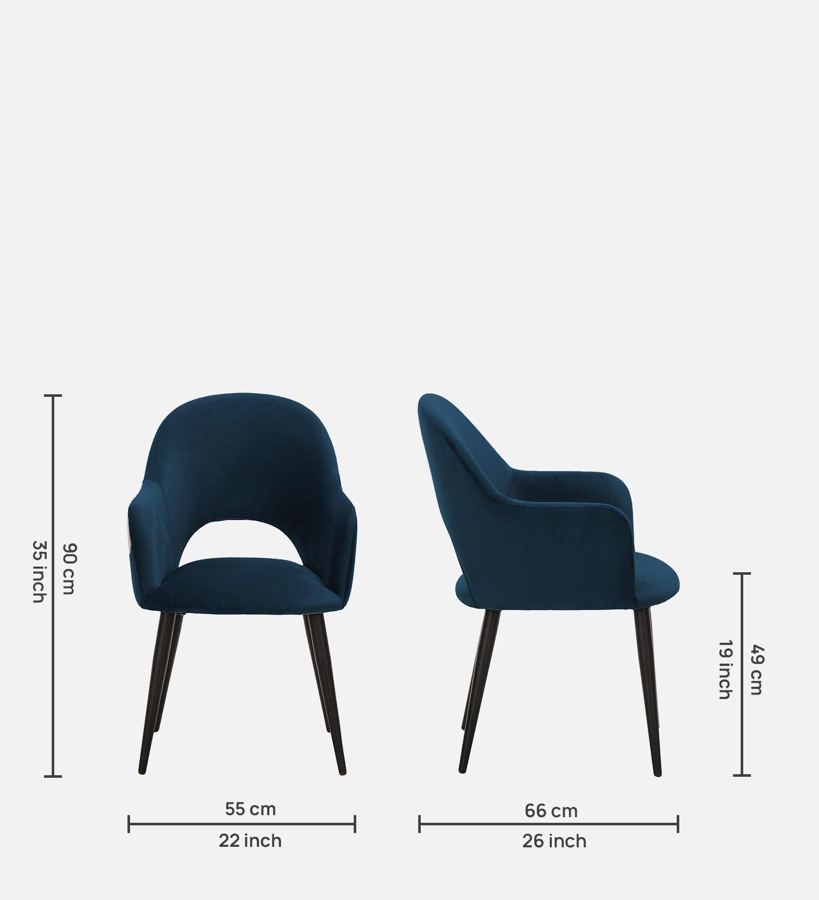 RAMS DINING AND ARM CHAIR ROYAL BLUE WITH BLACK FINISH - WoodenTwist