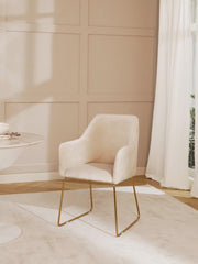 MSEA DINING AND ARM CHAIR OFF WHITE WITH GOLD - WoodenTwist