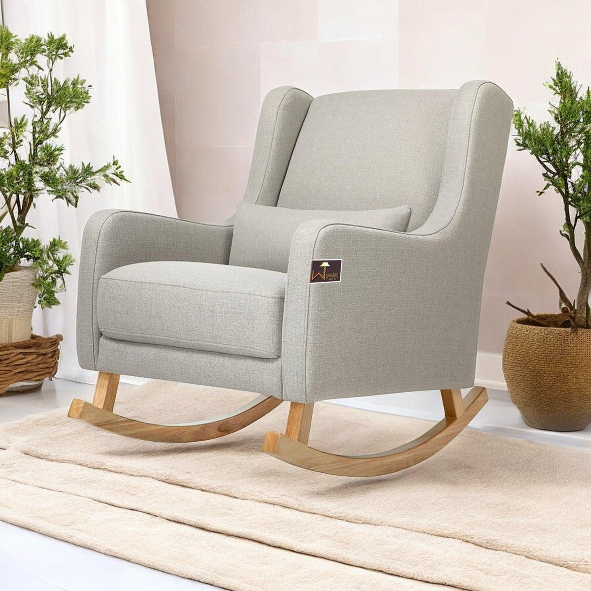 Wooden Twist Kai Rocking Chair in Grey