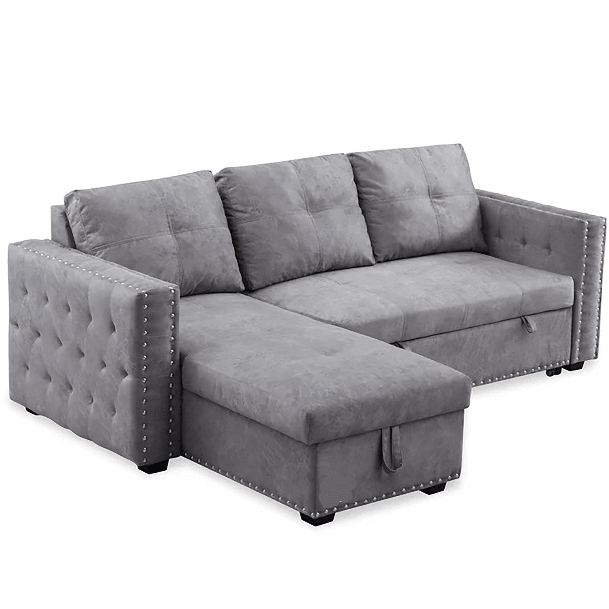 Sectional Sleeper 5 Seater Left-Side L-Shape Sofa Bed with Comfort Cushion - WoodenTwist