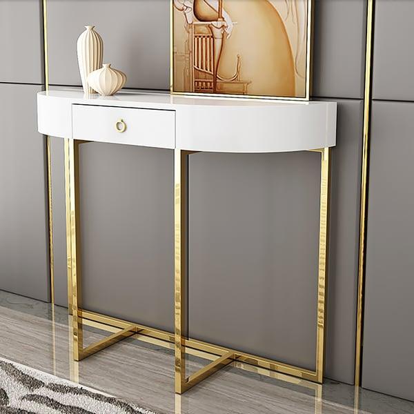 Elegant Space-Saving Console Table - White Finish