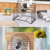 Wooden Twist Zigzag 4 Slot Pan Holder Pot Lid Organizer & Storage Rack - WoodenTwist