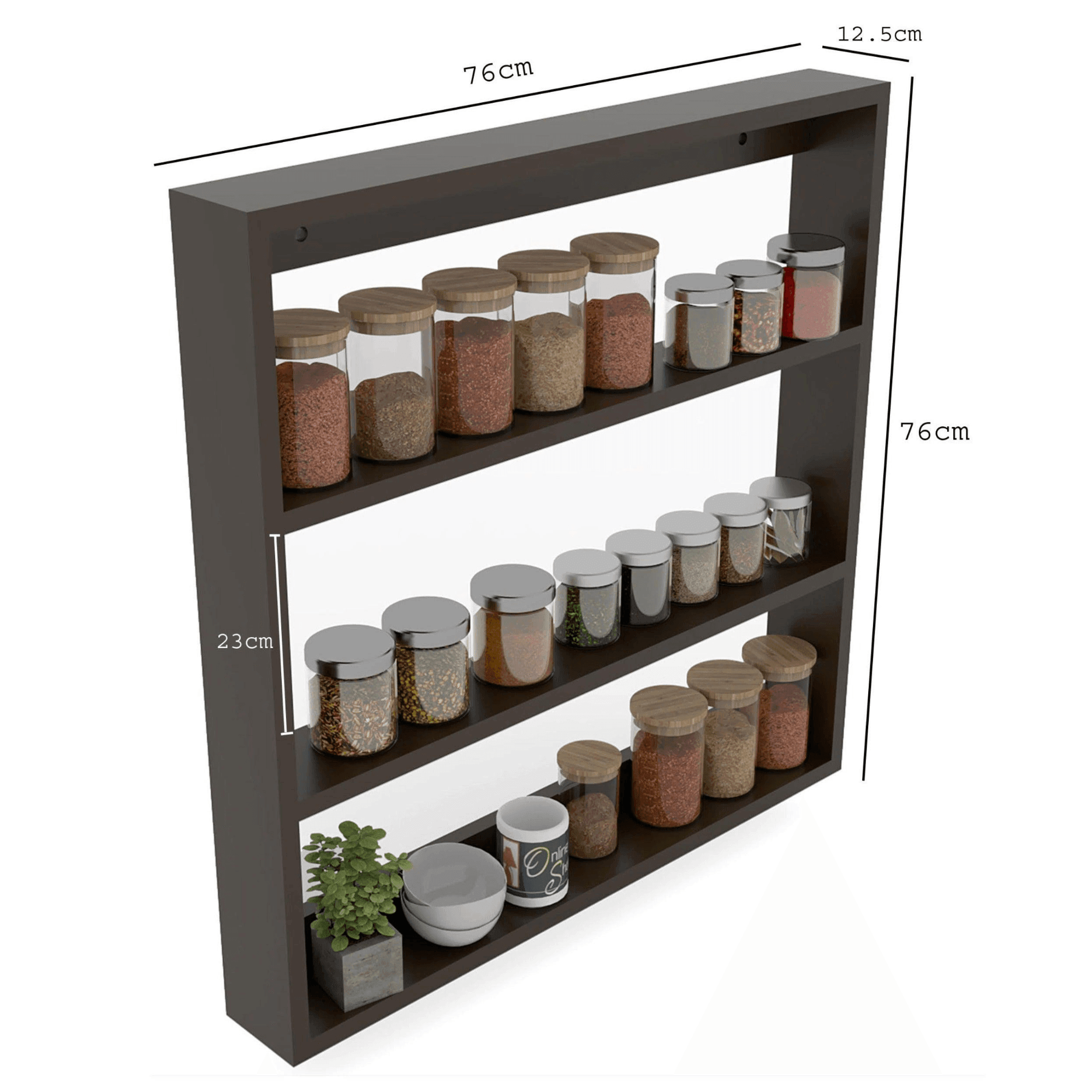 Wooden Twist Husky Big Kitchen Multi-Function Wall Shelf - WoodenTwist