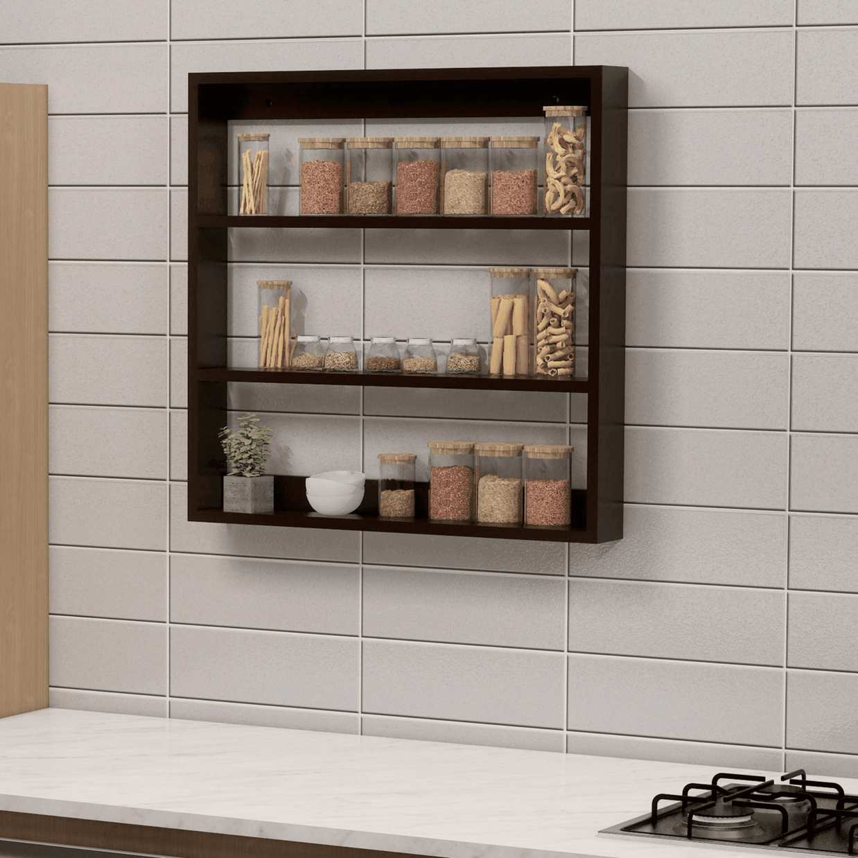 Wooden Twist Husky Big Kitchen Multi-Function Wall Shelf - WoodenTwist