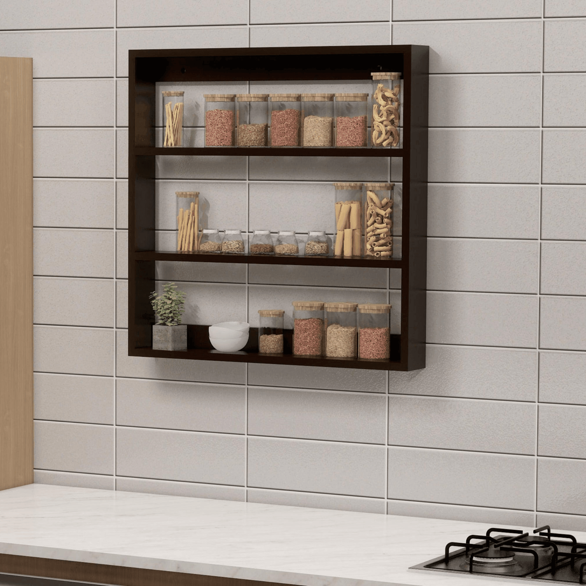 Wooden Twist Husky Big Kitchen Multi-Function Wall Shelf - WoodenTwist