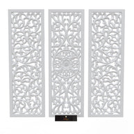 Premium Wooden Decoration Hand Carved 3 Wall Panel (MDF Wood, White) - WoodenTwist