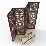 Handcrafted 4 Panel Wooden Room Partition & Room Divider (Dark Brown) - WoodenTwist