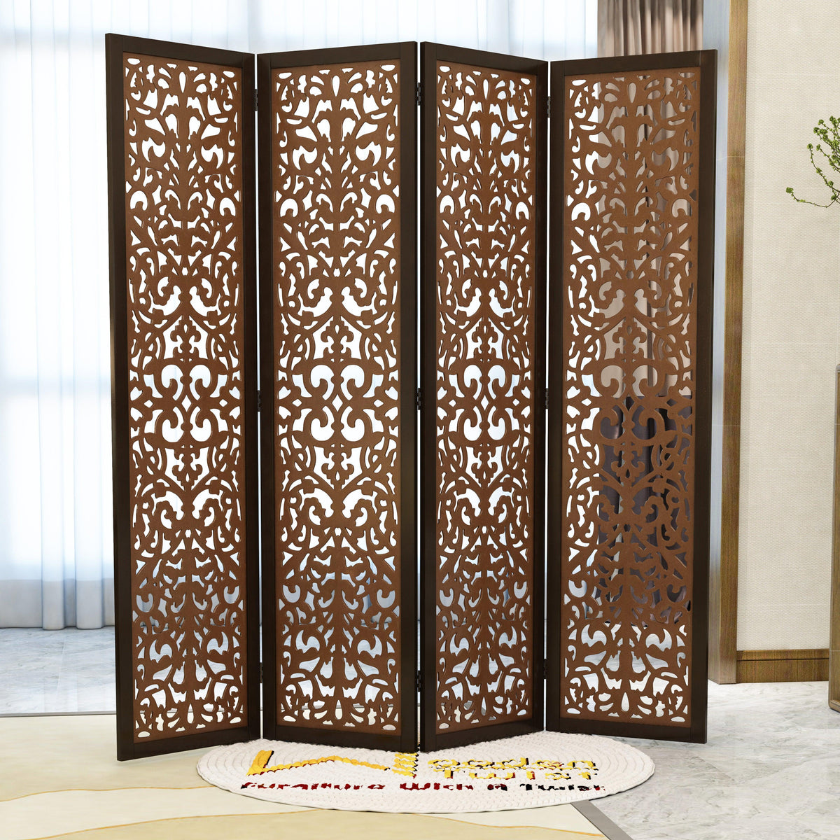 4 Panel Wooden Room Divider