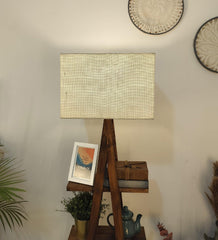 Louise Wooden Floor Lamp with Brown Base and Jute Fabric Lampshade - WoodenTwist