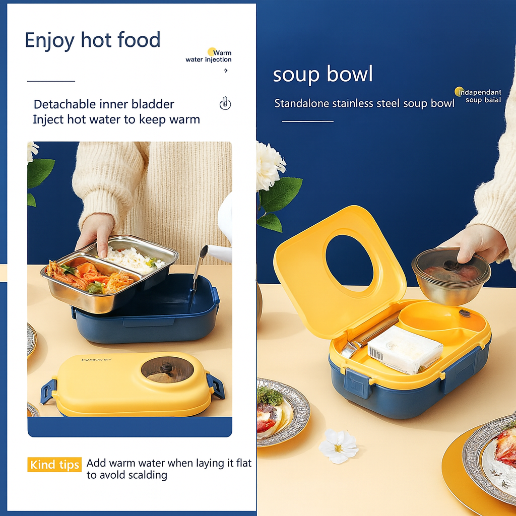 Stainless Steel Tiffin Box Lunch Box Kids Adults With Bag & Free Cutlery