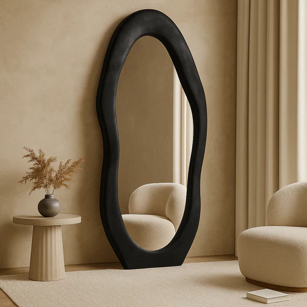 Luxury Irregular Black Full-Length Wavy Mirror