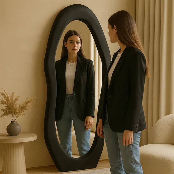 Luxury Irregular Black Full-Length Wavy Mirror