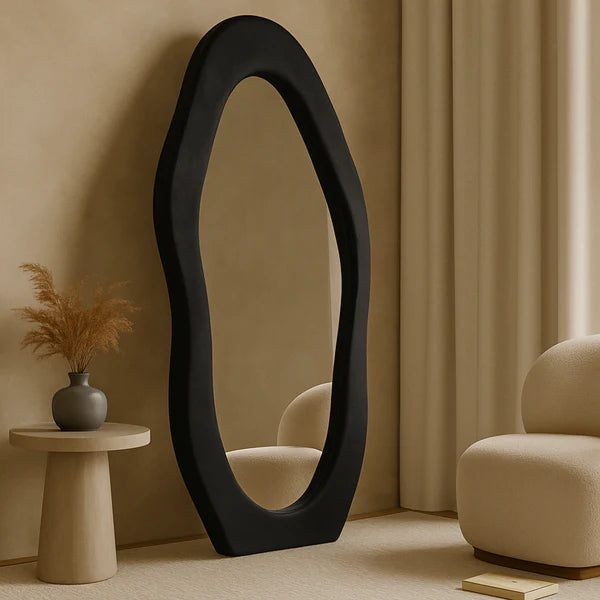 Luxury Irregular Black Full-Length Wavy Mirror