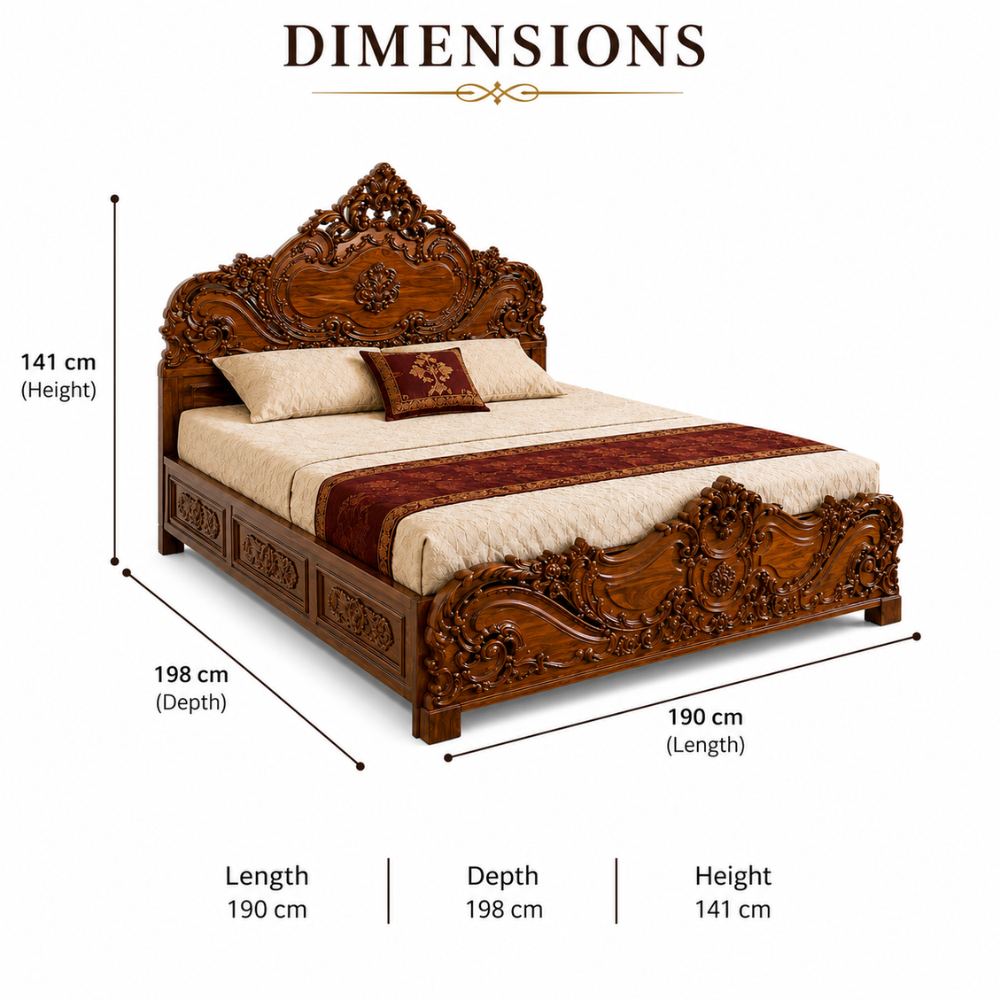 Luxury Sheesham Wood Queen Size Bed