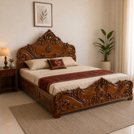 Luxury Sheesham Wood Queen Size Bed