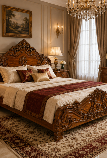 Luxury Sheesham Wood Queen Size Bed