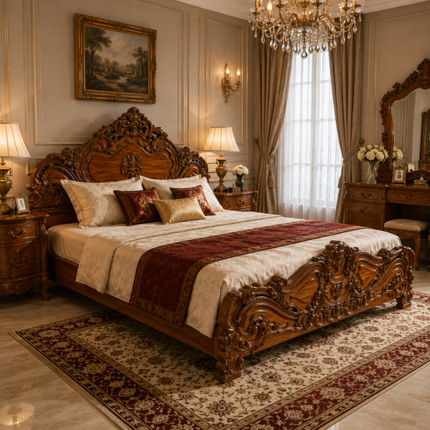 Luxury Sheesham Wood Queen Size Bed