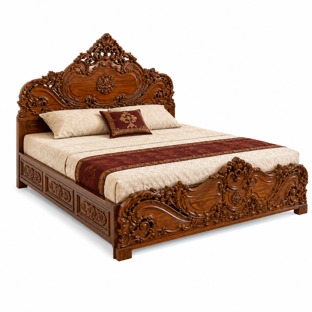 Luxury Sheesham Wood Queen Size Bed